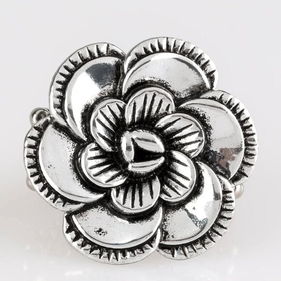 Paparazzi Jewelry Accessories - FLOWERBED and Breakfast - Silver Ring - Vintage - Picture 4 of 4